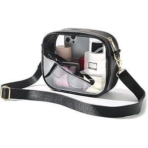 Clear Purse Crossbody Bag For Women Stadium Approved, Small Leather Clear Bag